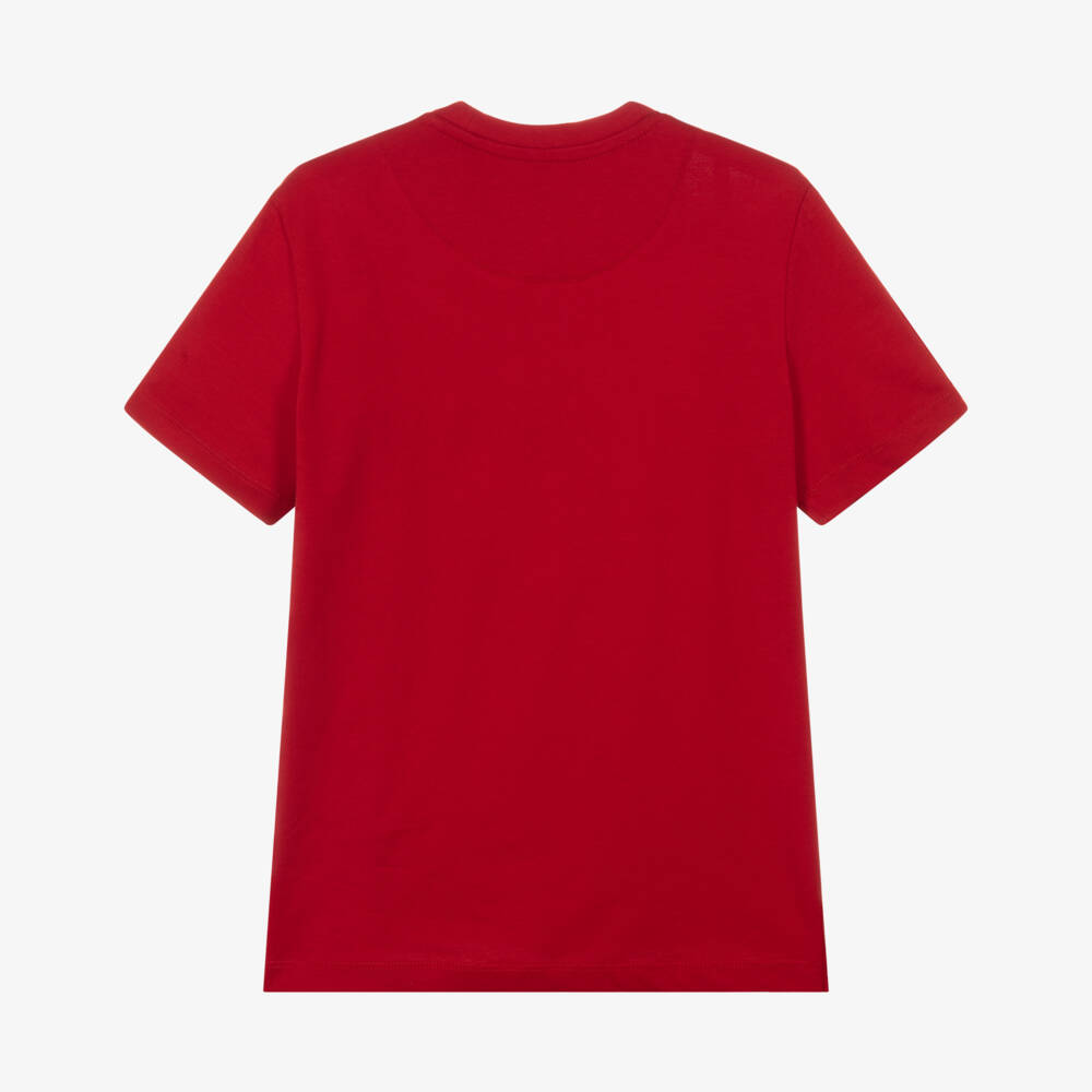 U.S. Polo Assn.-Boys Red Cotton T-shirt with Arch Print Logo | Childrensalon Outlet