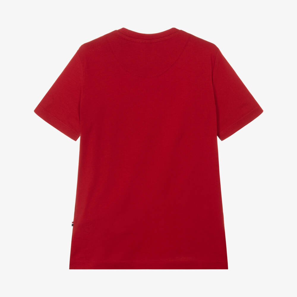 U.S. Polo Assn.-Boys Red Cotton T-Shirt with Double Horsemen Circle Logo | Childrensalon Outlet