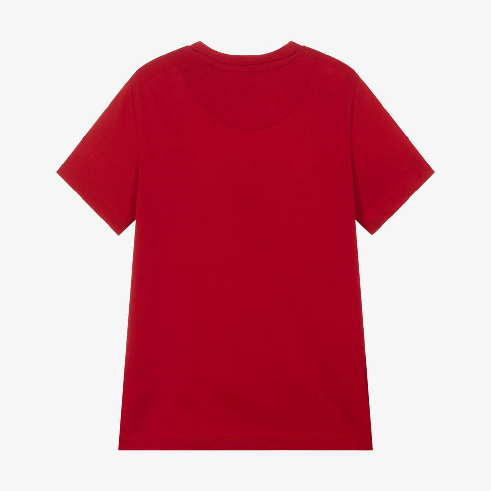 U.S. Polo Assn.-Boys Red Cotton T-Shirt with Graphic Logo Print | Childrensalon Outlet