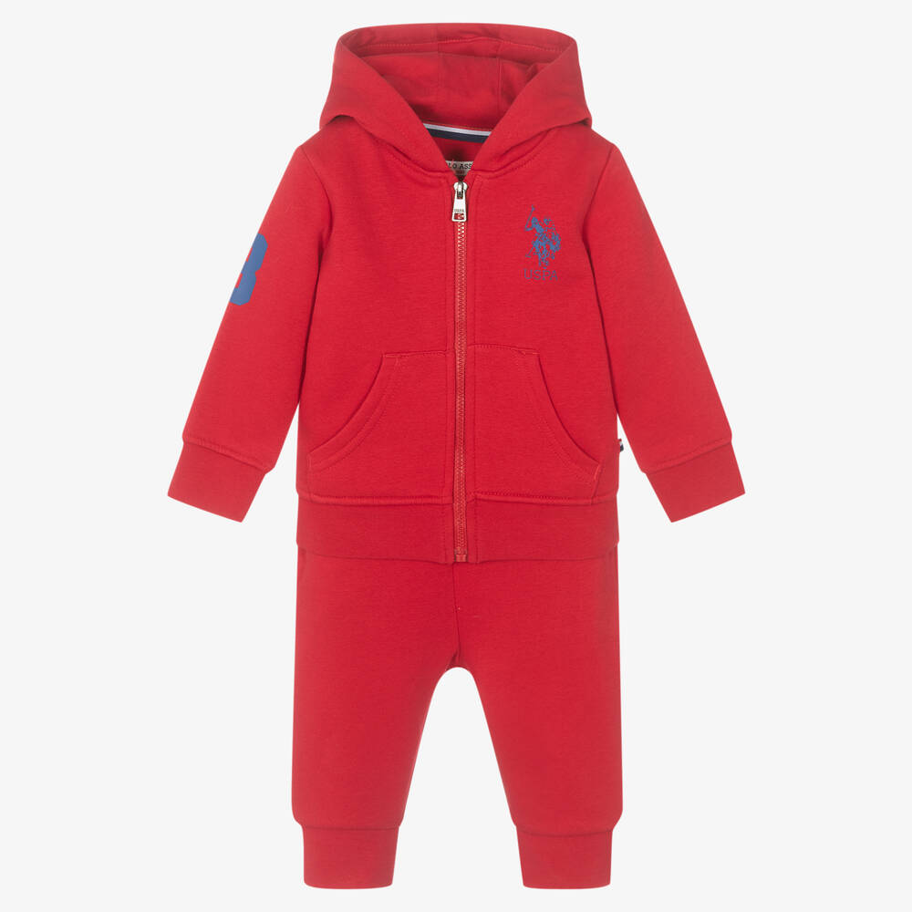 U.S. Polo Assn. - Boys Red Hooded Tracksuit | Childrensalon