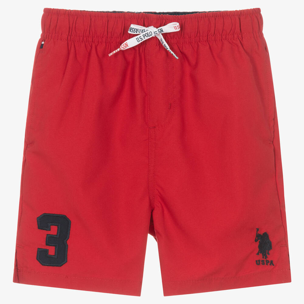 U.S. Polo Assn.-Boys Red Swim Shorts | Childrensalon Outlet