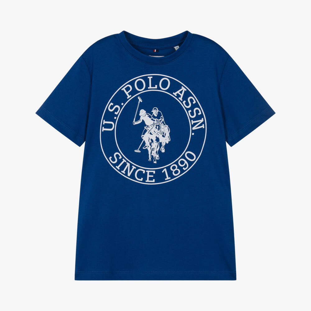 U.S. Polo Assn.-Boys Royal Blue Cotton T-Shirt with Circle Logo | Childrensalon Outlet