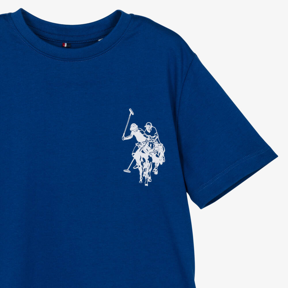 U.S. Polo Assn.-Boys Royal Blue Cotton T-Shirt with Large Player Logo | Childrensalon Outlet