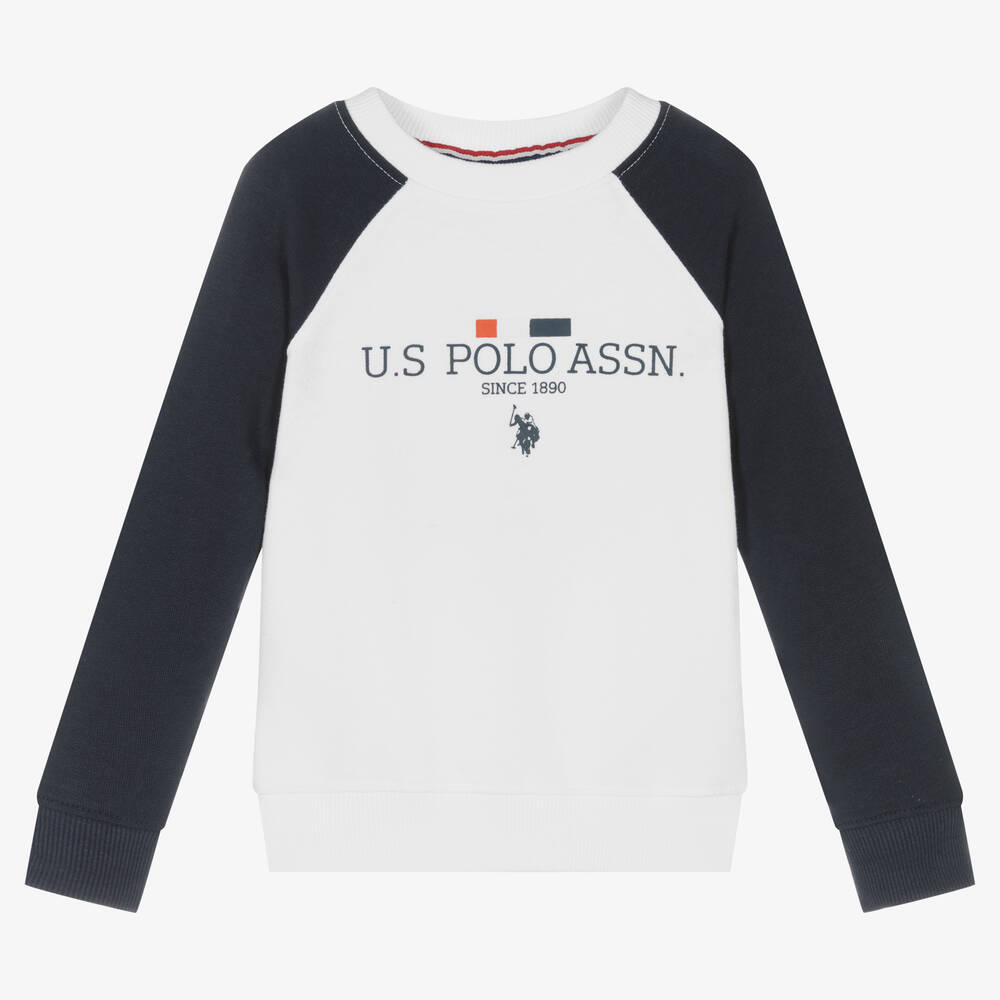 U.S. Polo Assn. - Boys White & Blue Logo Sweatshirt | Childrensalon