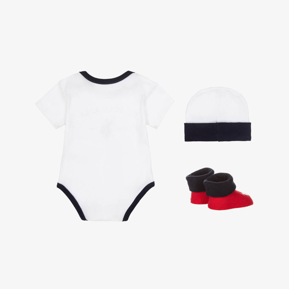 U.S. Polo Assn.-Boys White Cotton Jersey Babysuit Set  | Childrensalon Outlet