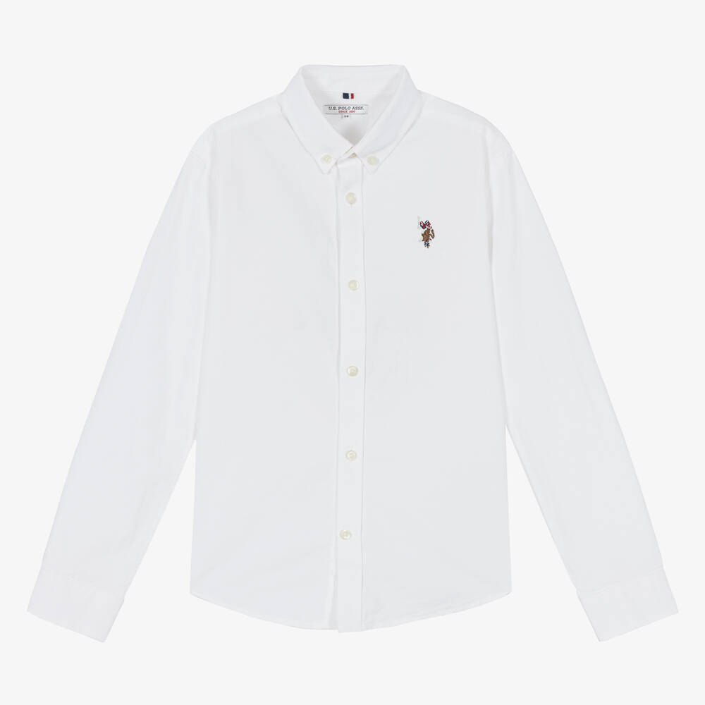 U.S. Polo Assn. - Boys White Cotton Shirt | Childrensalon Outlet