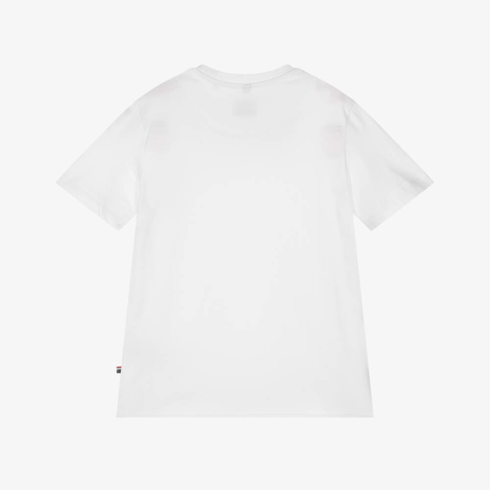 U.S. Polo Assn.-Boys White Cotton T-Shirt with Double Horsemen Logo | Childrensalon Outlet