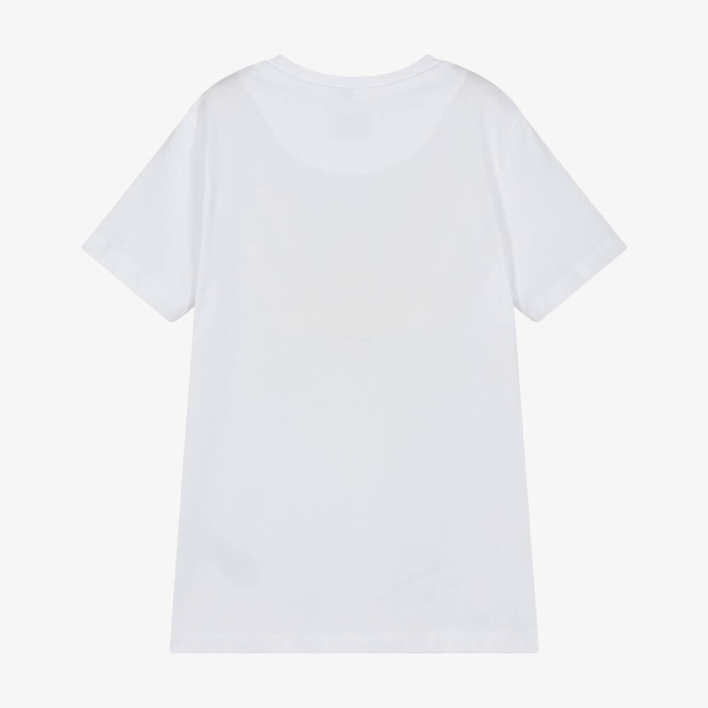 U.S. Polo Assn.-Boys White Cotton T-Shirt with Navy Blue Circle Logo | Childrensalon Outlet