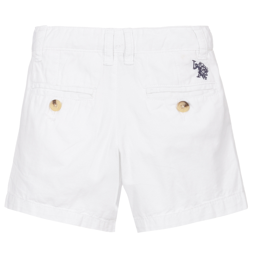 U.S. Polo Assn. - Boys White Cotton Twill Shorts | Childrensalon Outlet