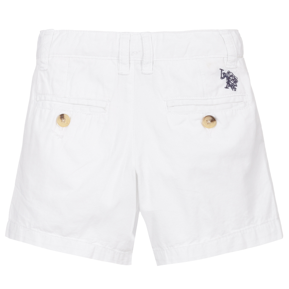 U.S. Polo Assn. Boys White Cotton Twill Shorts