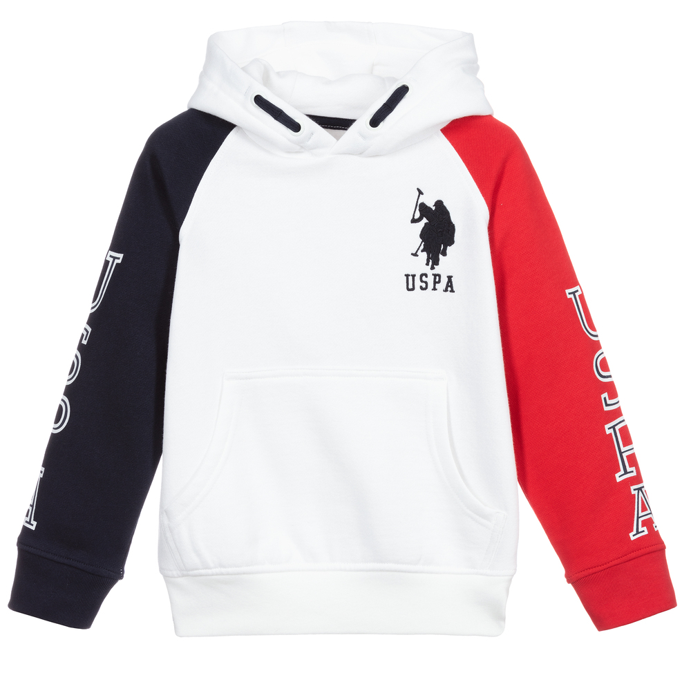 White hoodie polo top