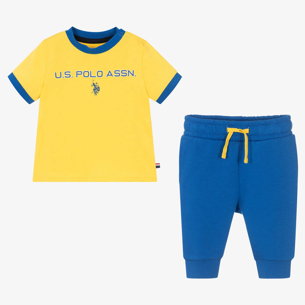 U.S. Polo Assn.-Boys Yellow & Blue Trouser Set | Childrensalon Outlet