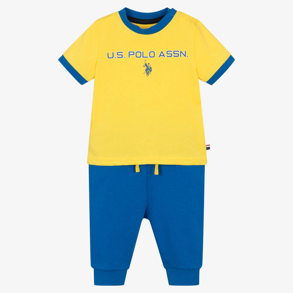 U.S. Polo Assn. - Boys Yellow & Blue Trouser Set | Childrensalon