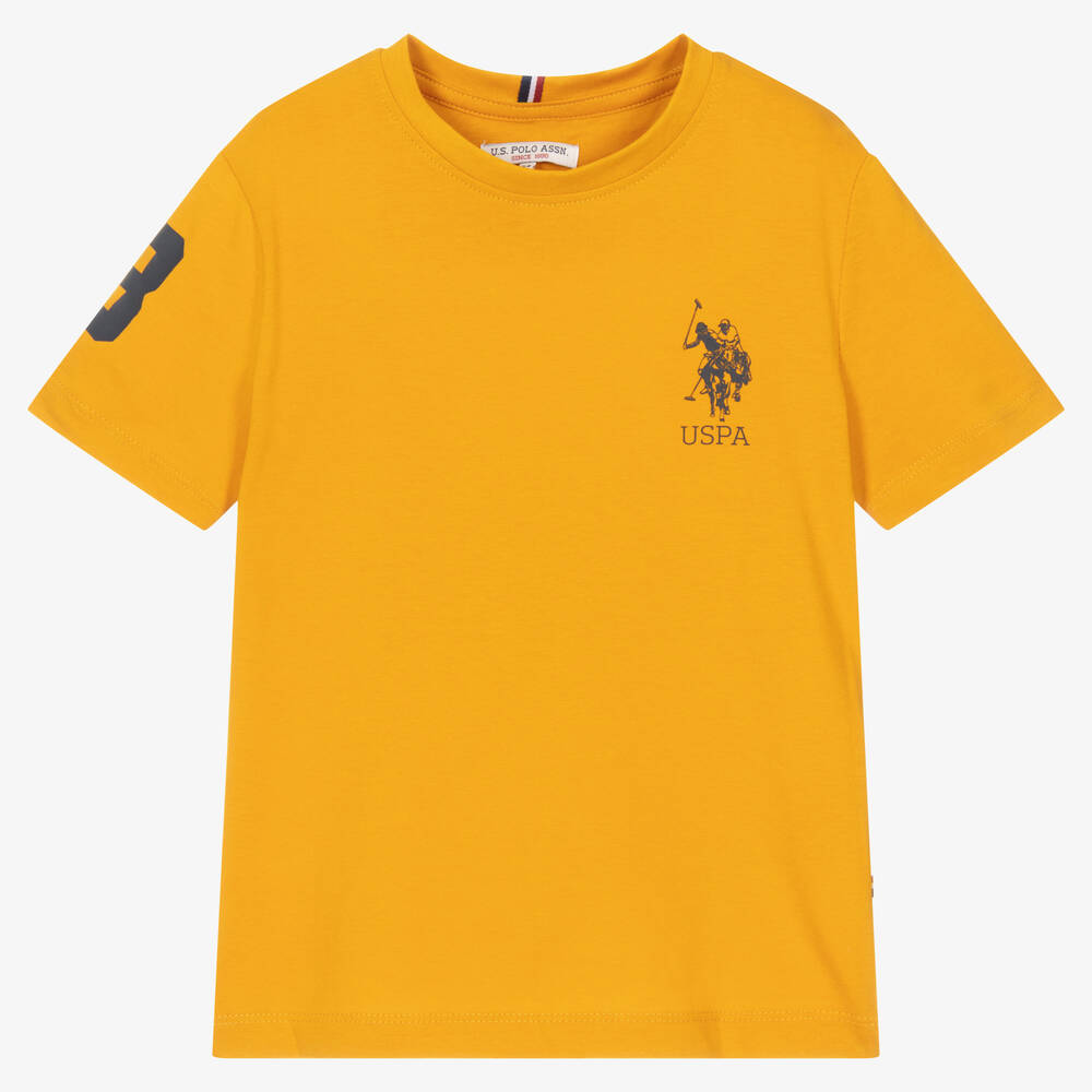 U.S. Polo Assn.-Boys Yellow Cotton Logo T-Shirt | Childrensalon Outlet