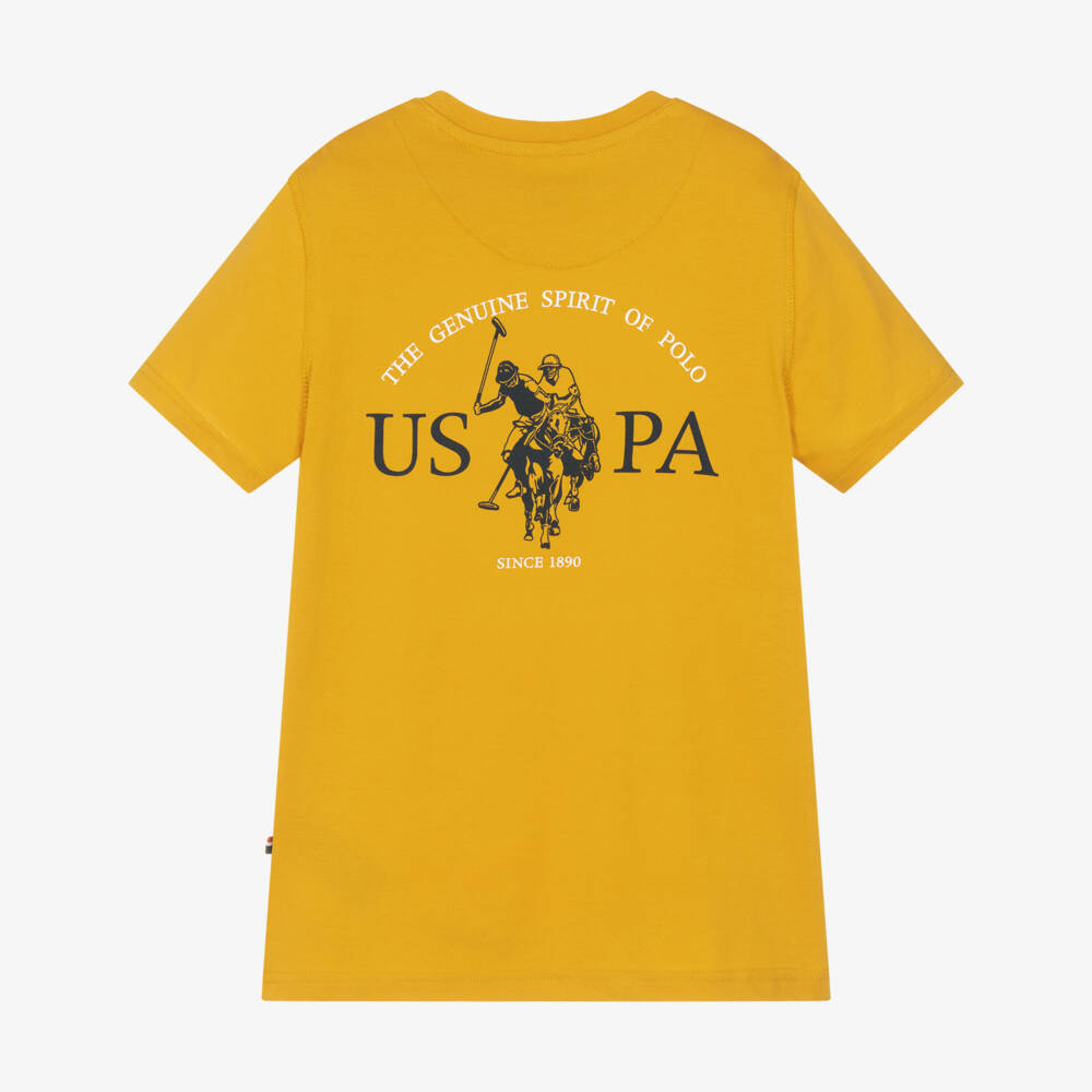 U.S. Polo Assn.-Boys Yellow Crew Neck Cotton T-Shirt | Childrensalon Outlet