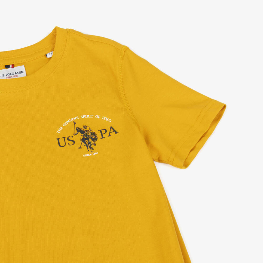 U.S. Polo Assn.-Boys Yellow Crew Neck Cotton T-Shirt | Childrensalon Outlet