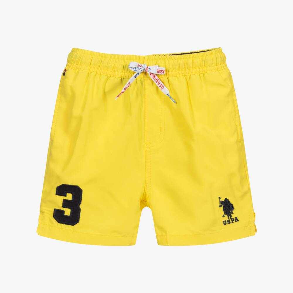 U.S. Polo Assn.-Boys Yellow Logo Swim Shorts | Childrensalon Outlet