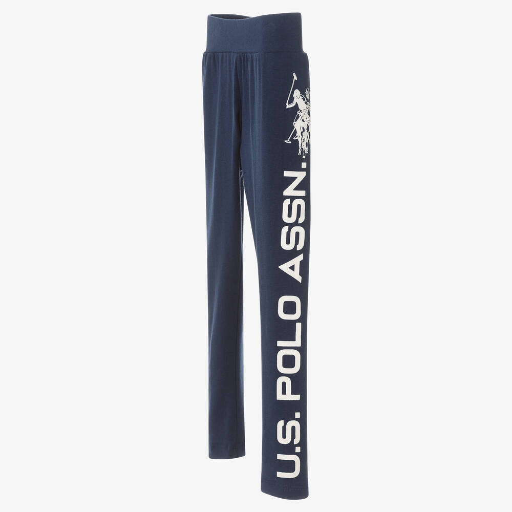 U.S. Polo Assn.-Girls Blue Cotton Leggings | Childrensalon Outlet