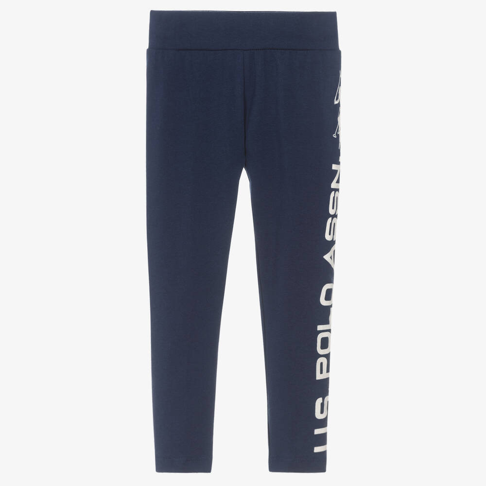 U.S. Polo Assn. - Girls Blue Cotton Leggings | Childrensalon