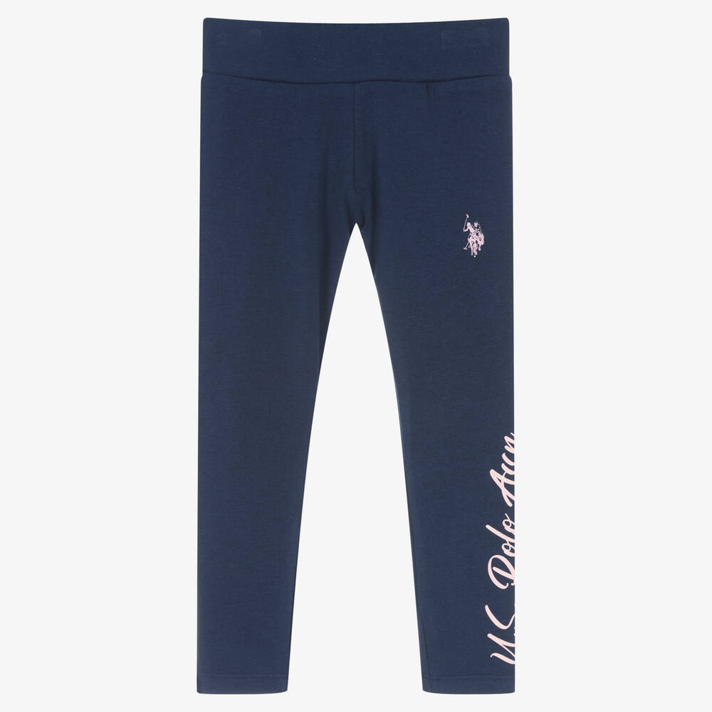 U.S. Polo Assn. - Girls Blue Cotton Logo Leggings | Childrensalon