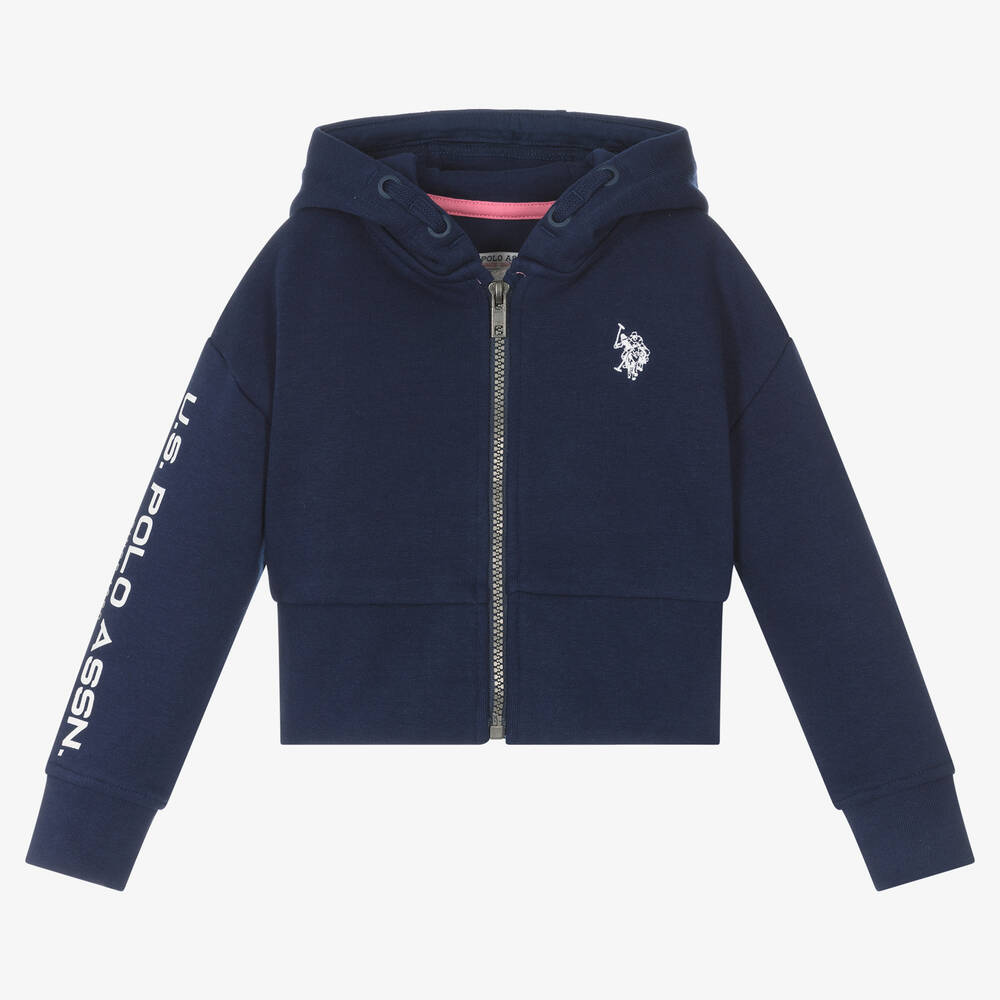 Blue polo zip up discount hoodie