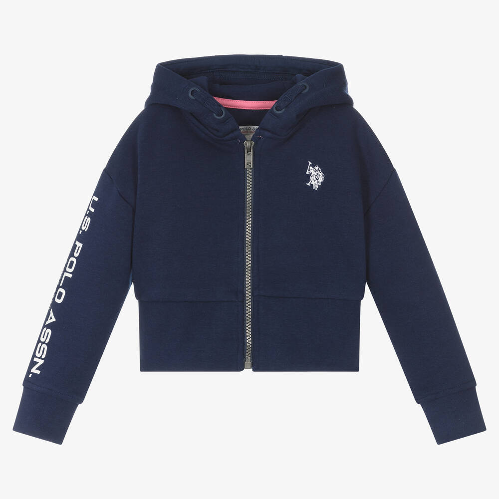 U.S. Polo Assn. - Girls Blue Cotton Zip-Up Hoodie | Childrensalon