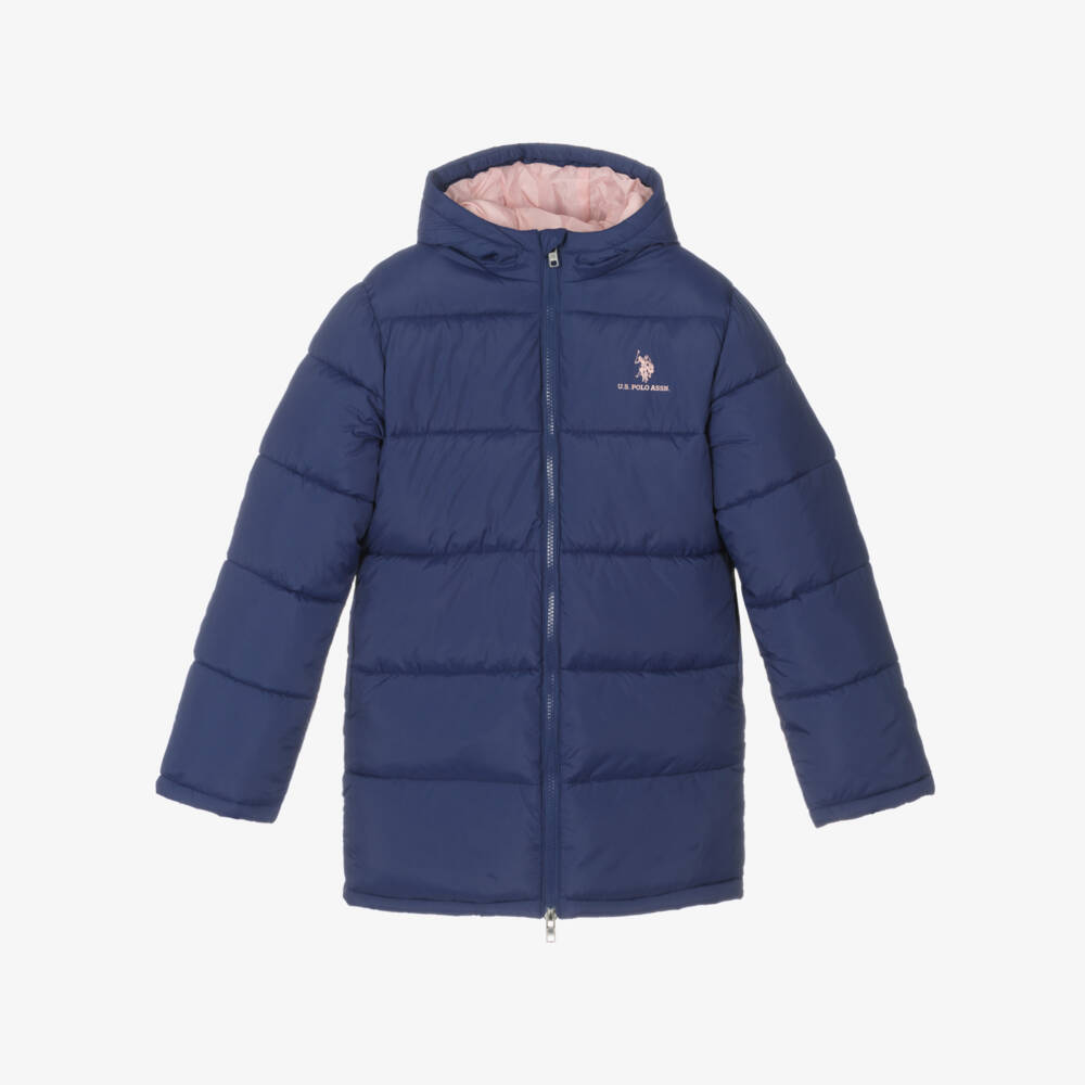 U.S. Polo Assn.-معطف بهودي لون أزرق للبنات | Childrensalon Outlet