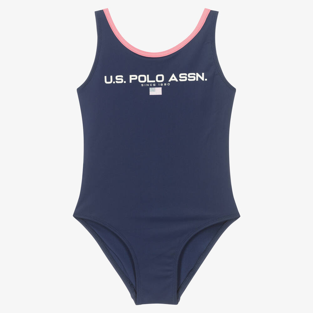U.S. Polo Assn. - Girls Blue Logo Swimsuit | Childrensalon
