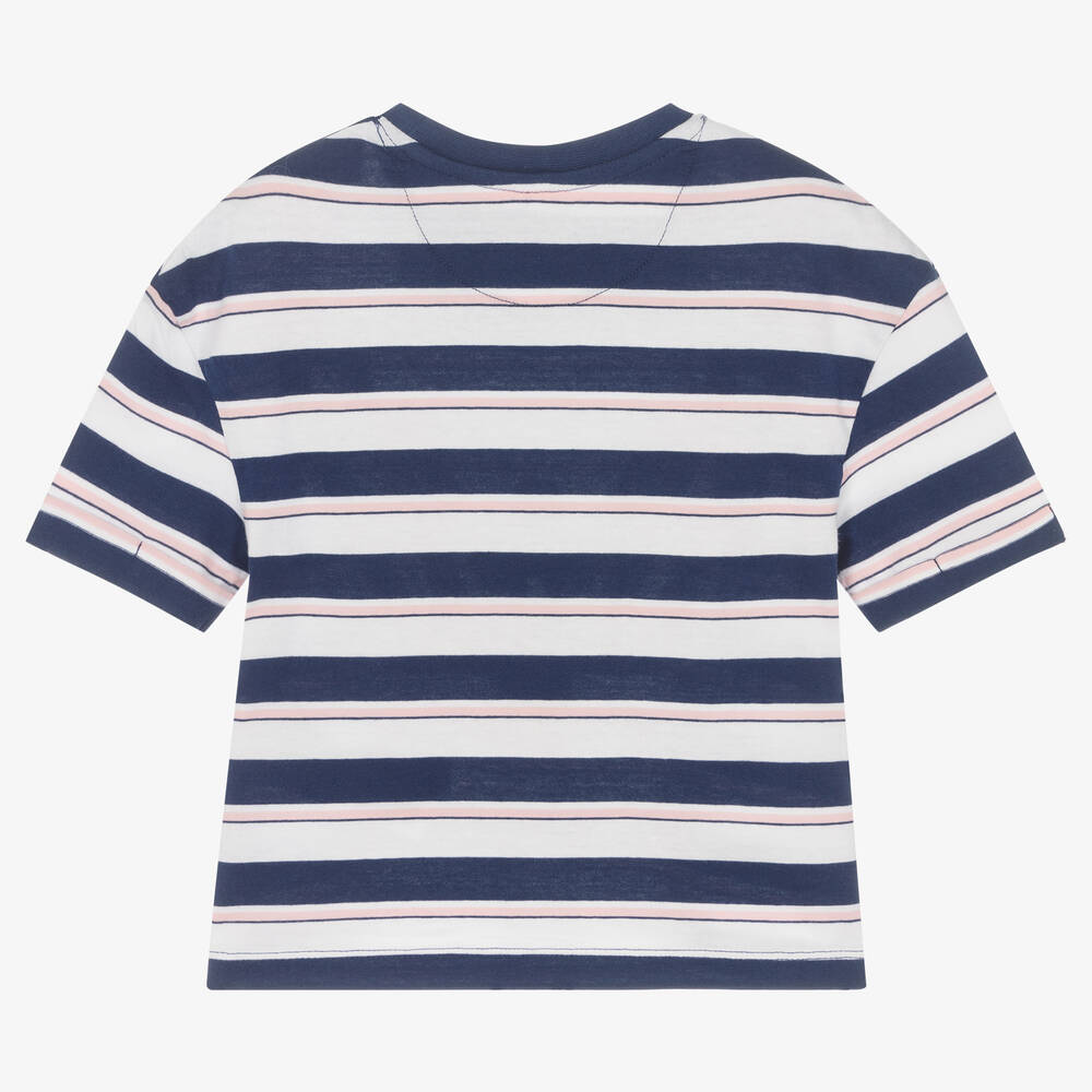Ladies navy and white striped top t shirt