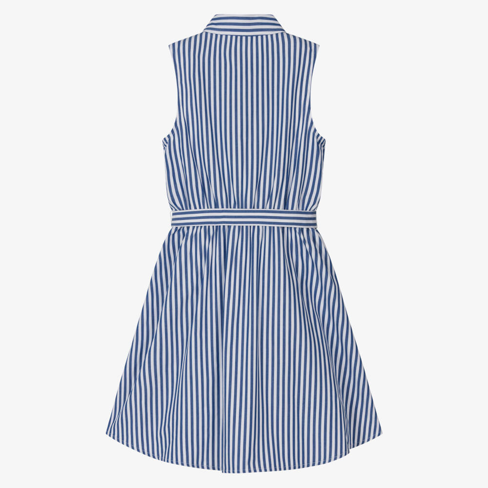 U.S. Polo Assn.-Girls Blue & White Striped Shirt Dress | Childrensalon Outlet