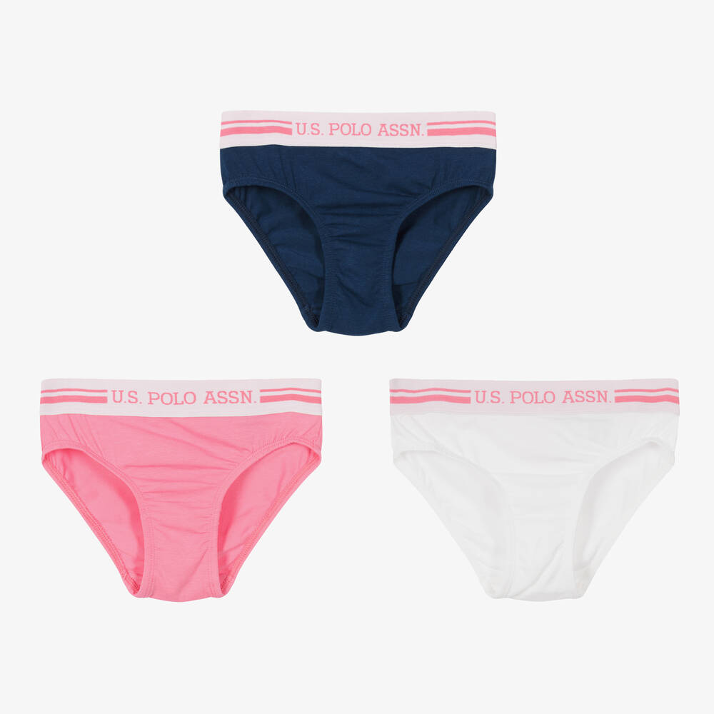 U.S. Polo Assn. - Girls Cotton Knickers (3 Pack) | Childrensalon