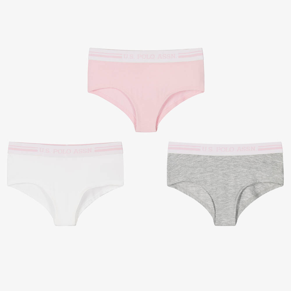 U.S. Polo Assn. - Girls Cotton Knickers (3 Pack) | Childrensalon