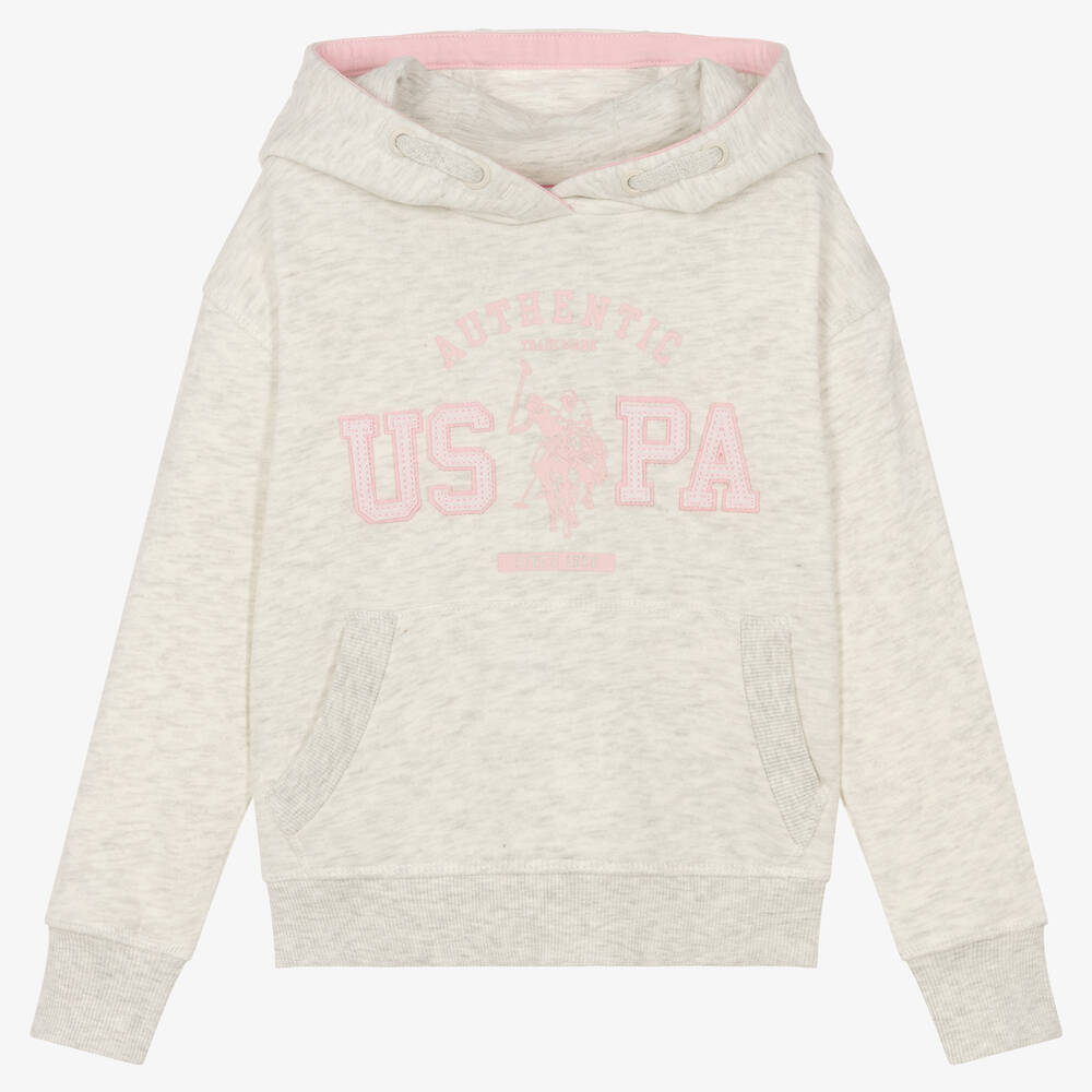 U.S. Polo Assn. - Girls Grey Cotton Hoodie | Childrensalon