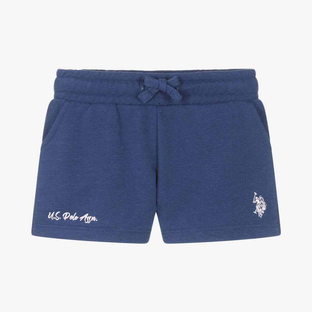 U.S. Polo Assn.-Girls Navy Blue Logo Jersey Shorts | Childrensalon Outlet
