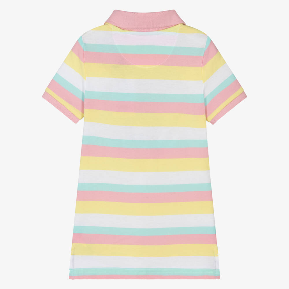 U.S. Polo Assn.-Girls Pastel Stripe Cotton Polo Shirt | Childrensalon Outlet