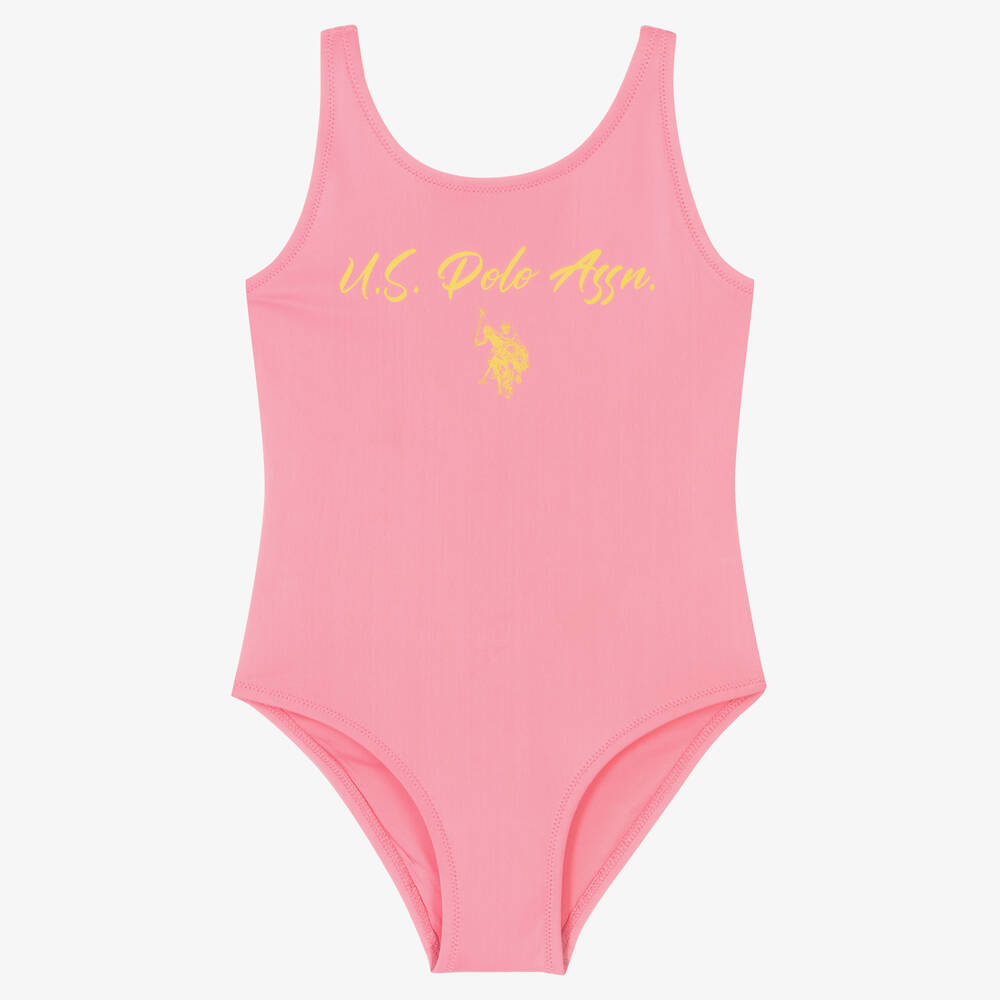 U.S. Polo Assn. - Girls Pink Logo Swimsuit | Childrensalon