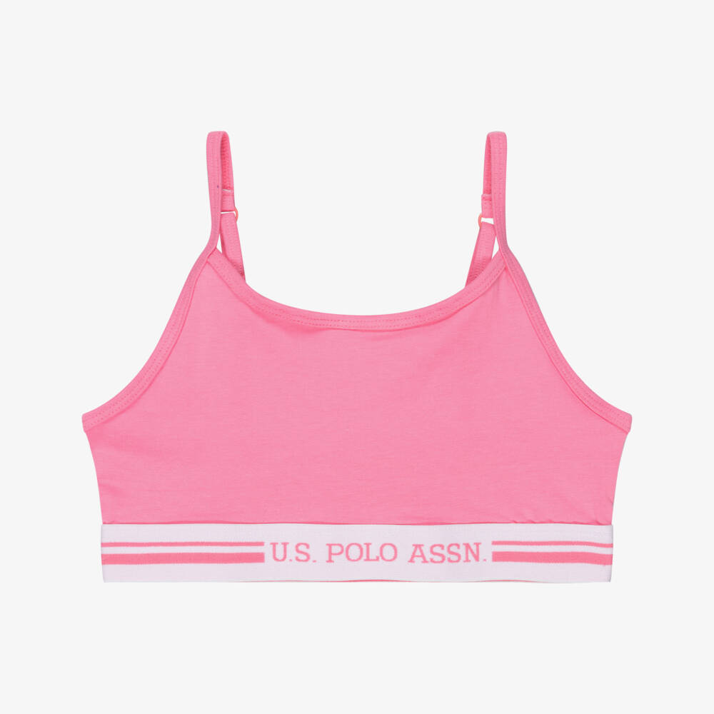 U.S. Polo Assn.-Girls Pink & Navy Blue Cotton Bra Tops (2 Pack) | Childrensalon Outlet