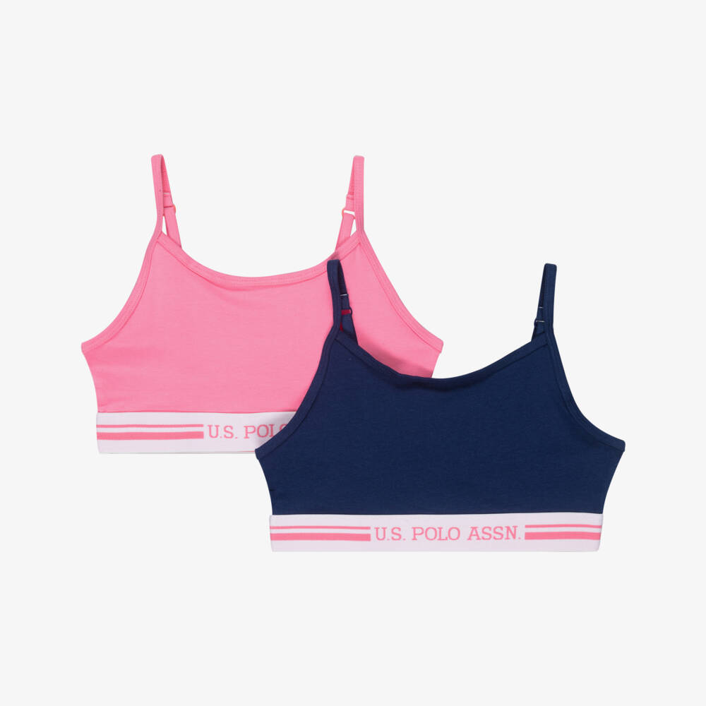 U.S. Polo Assn.-Girls Pink & Navy Blue Cotton Bra Tops (2 Pack) | Childrensalon Outlet