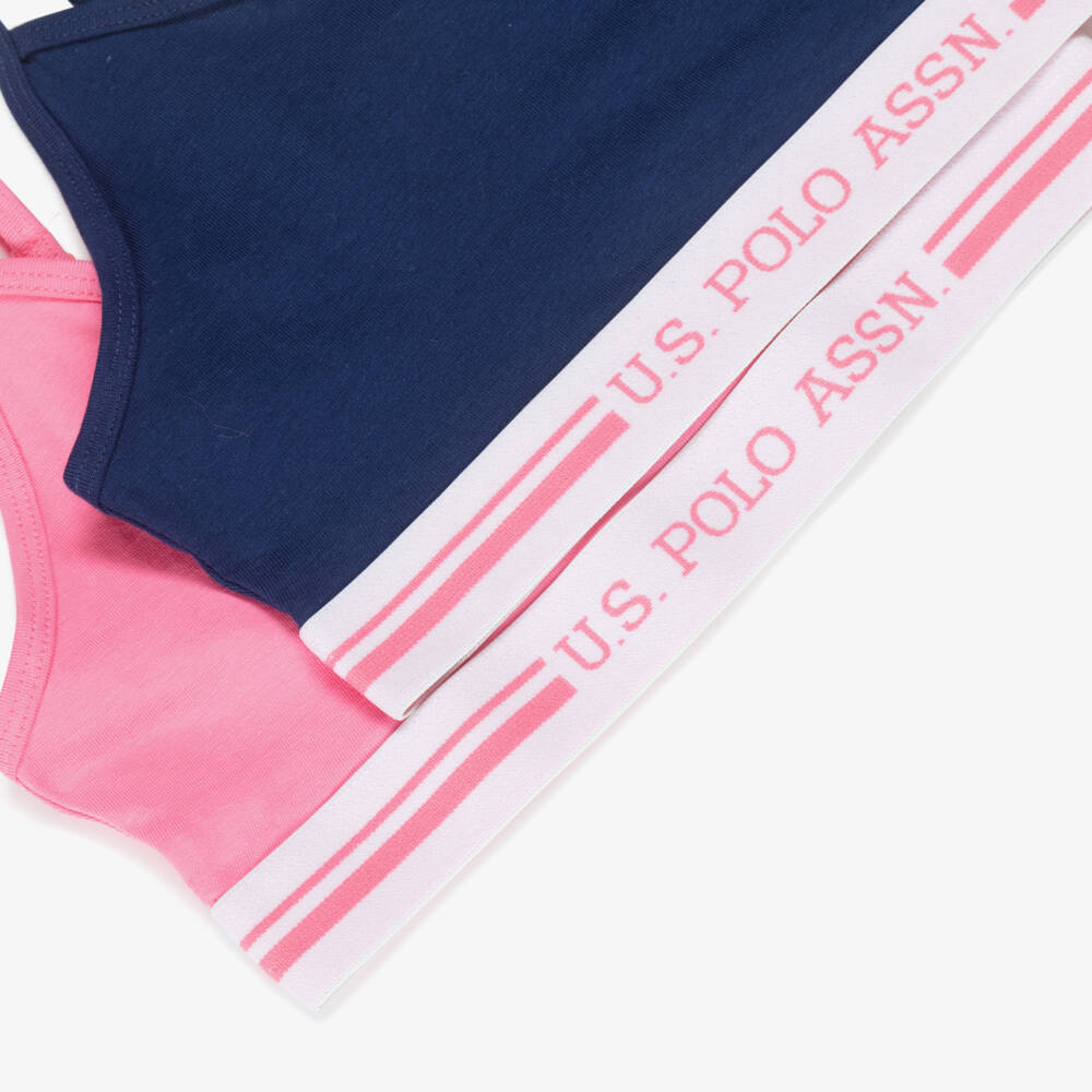 U.S. Polo Assn.-Girls Pink & Navy Blue Cotton Bra Tops (2 Pack) | Childrensalon Outlet