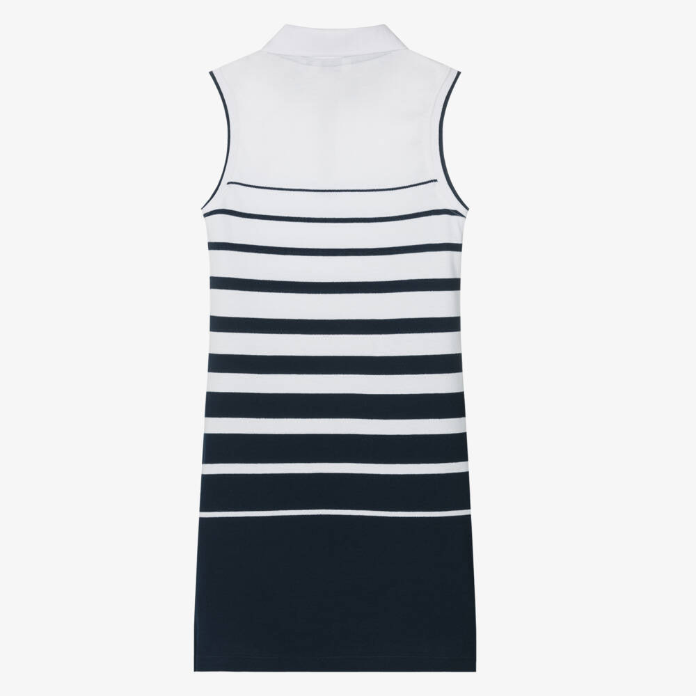 U.S. Polo Assn. - Girls White & Blue Striped Polo Dress