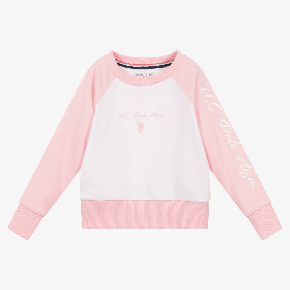 U.S. Polo Assn.-Girls White Cotton Sweatshirt | Childrensalon Outlet