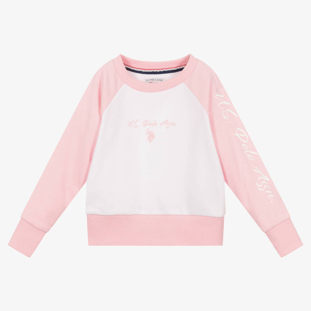 U.S. Polo Assn. - Girls White Cotton Sweatshirt | Childrensalon