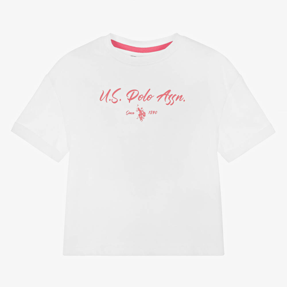 U.S. Polo Assn. - Girls White Cotton T-Shirt | Childrensalon