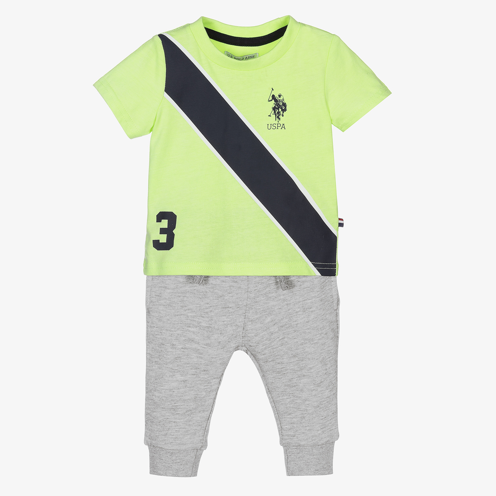 U.S. Polo Assn.-Green Top & Grey Joggers Set | Childrensalon Outlet