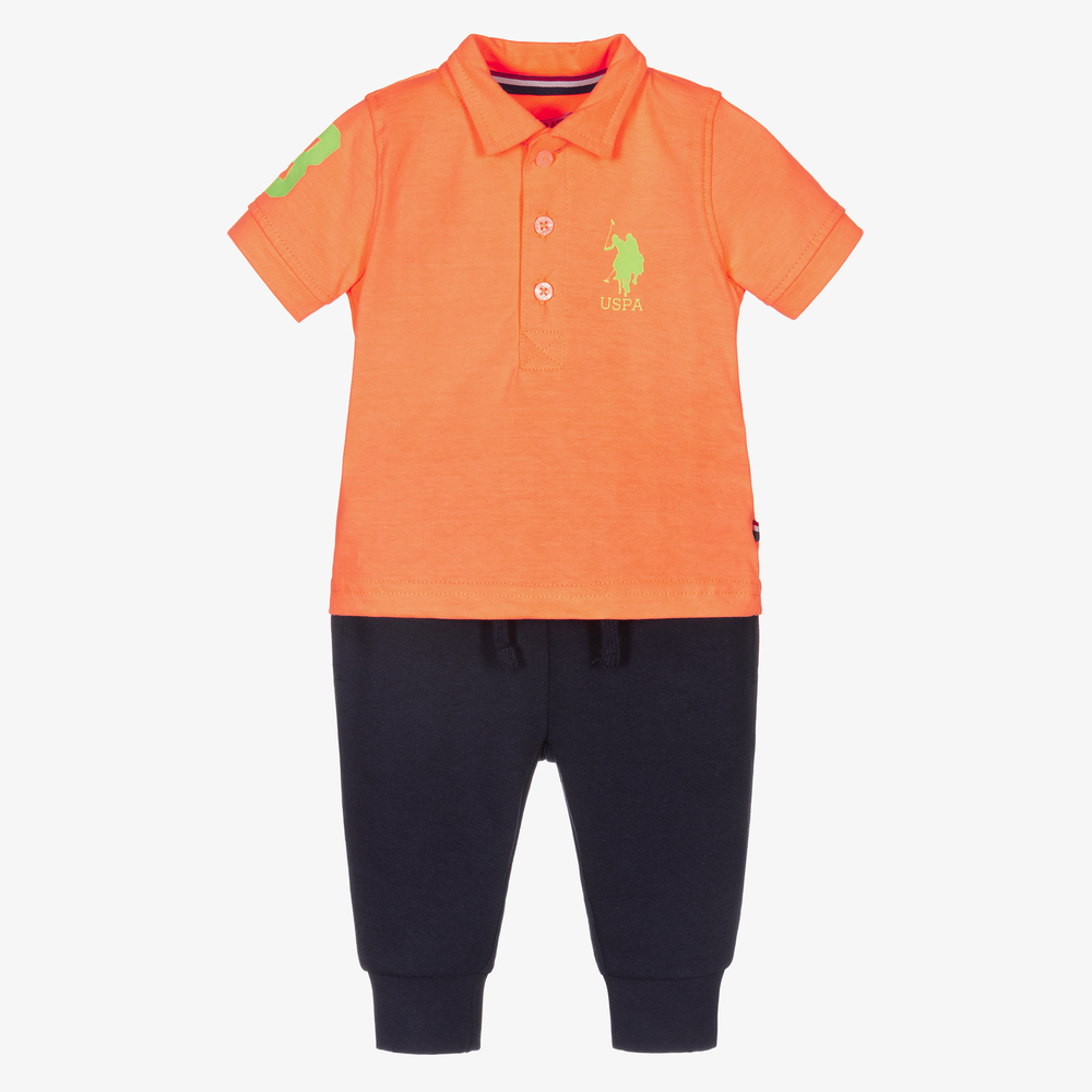 U.S. Polo Assn. - Orange Top & Blue Joggers Set | Childrensalon