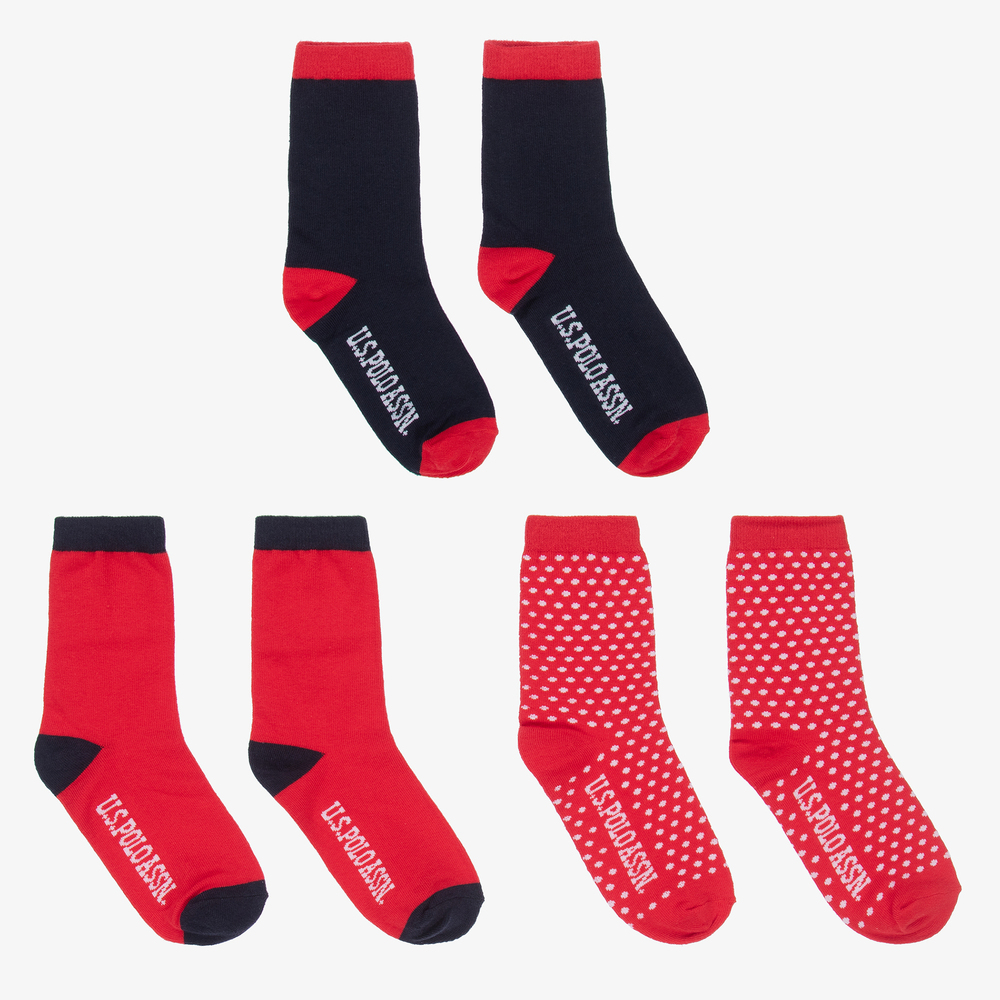 U.S. Polo Assn. - Red & Blue Socks (3 Pack) | Childrensalon