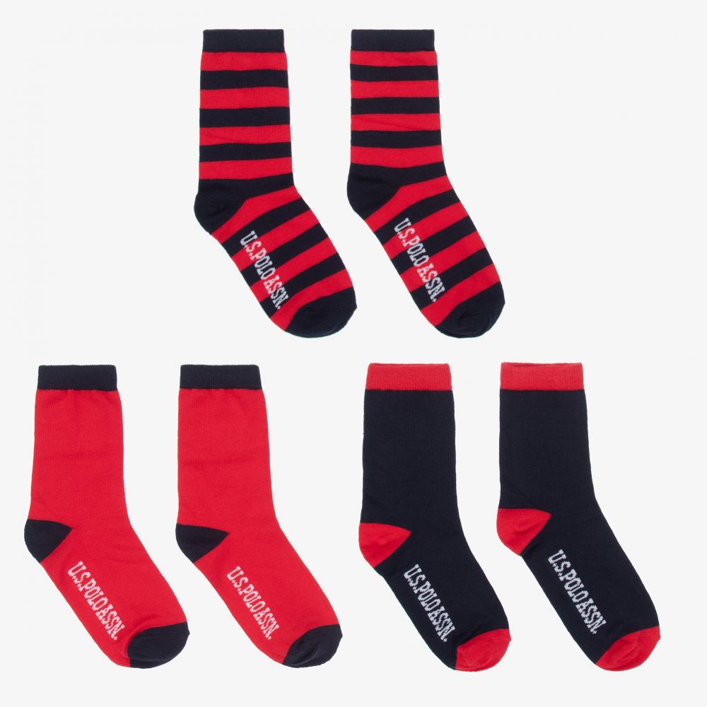 U.S. Polo Assn. - Red & Blue Socks (3 Pack) | Childrensalon