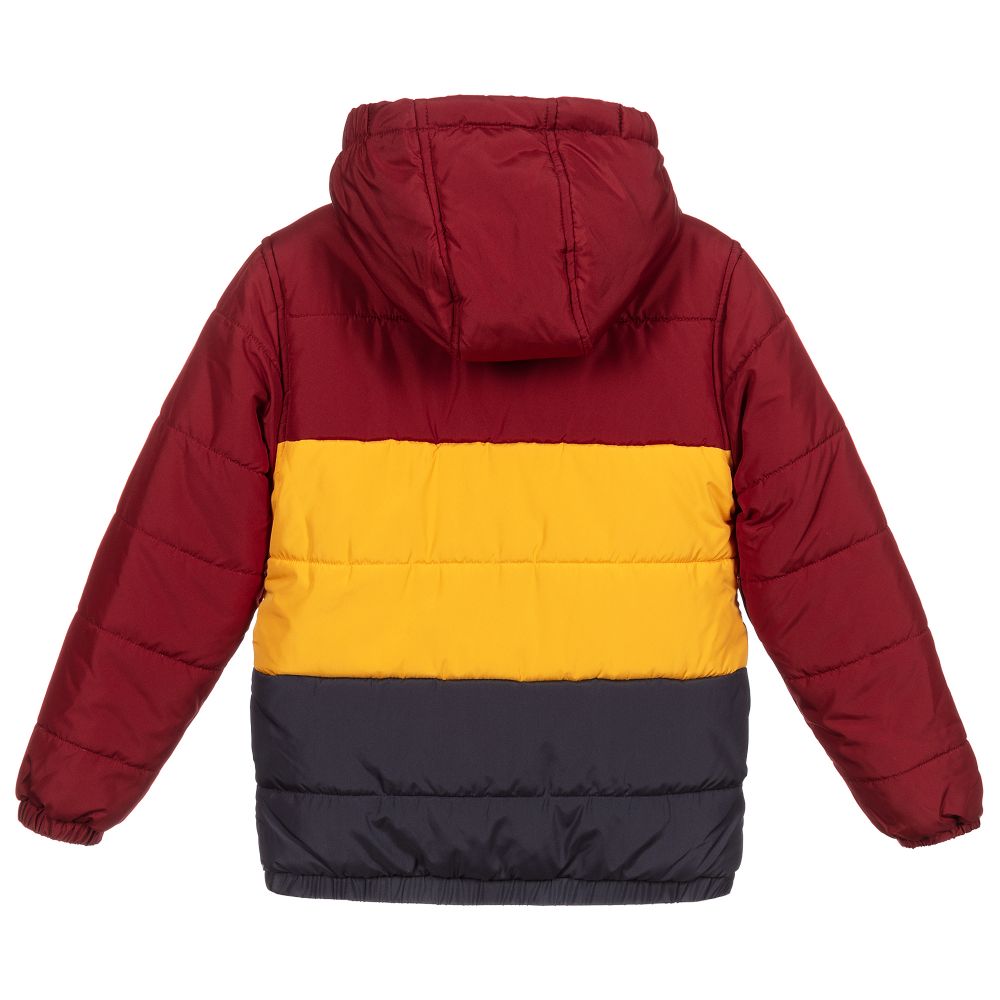 red polo bubble coat