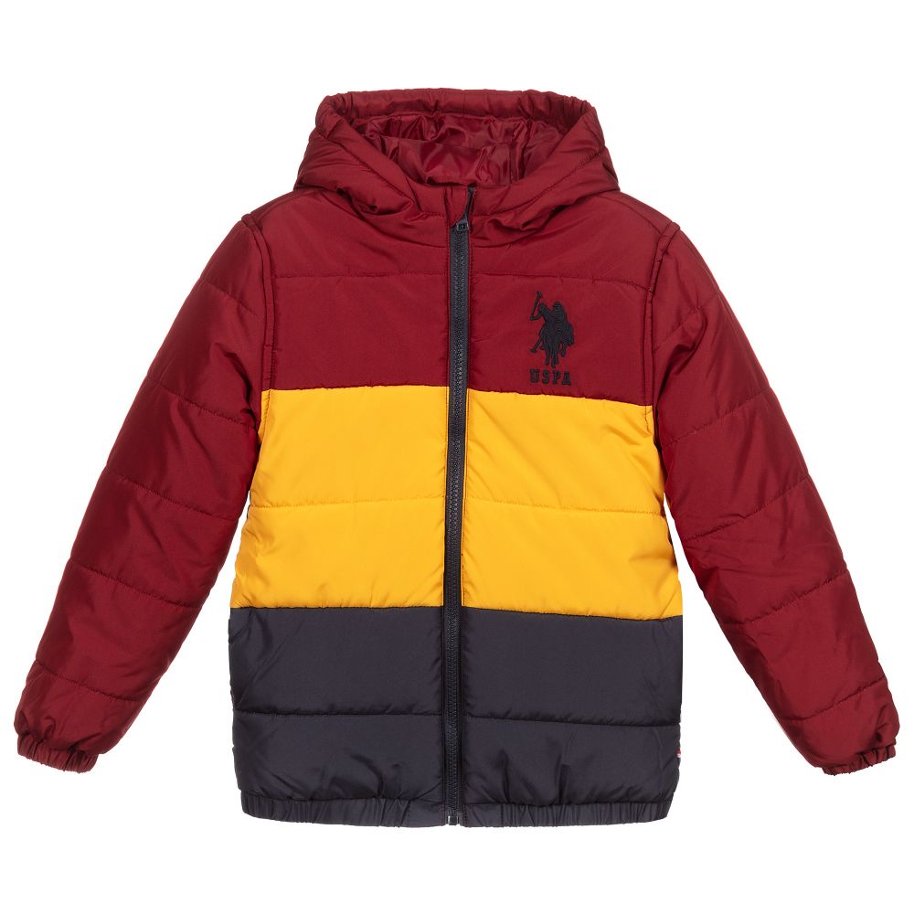 U.S. Polo Assn. - Red Colour Block Puffer Jacket | Childrensalon