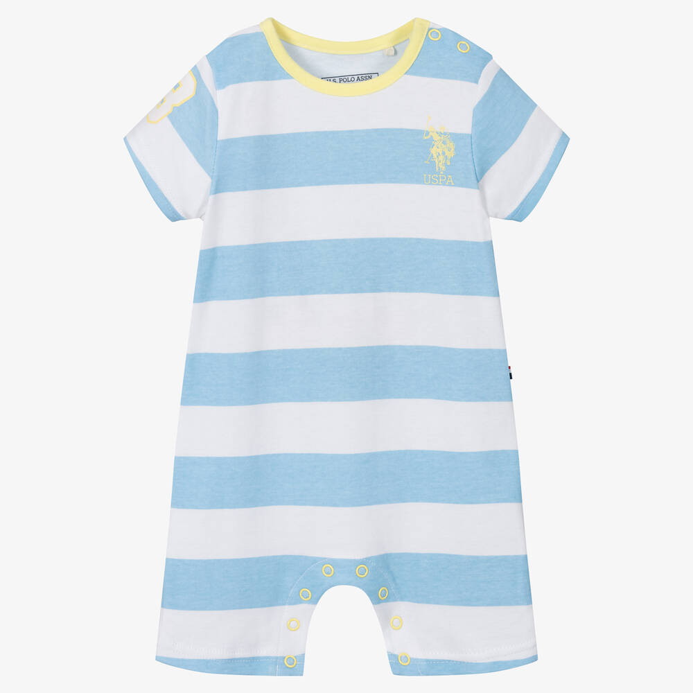U.S. Polo Assn. - Striped Cotton Baby Romper | Childrensalon